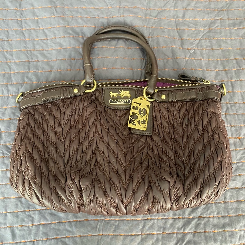Brown woven Coach Purse